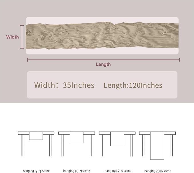 BALCONY & FALCON Nude Cheesecloth Table Runner 10FT 120 Inch Rustic & Boho - Image 3