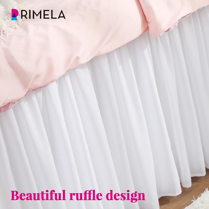 RIMELA Dorm Bed Skirt Twin XL 25 Inch Drop, Extra Long Wrap Around Elastic Bed - Image 7