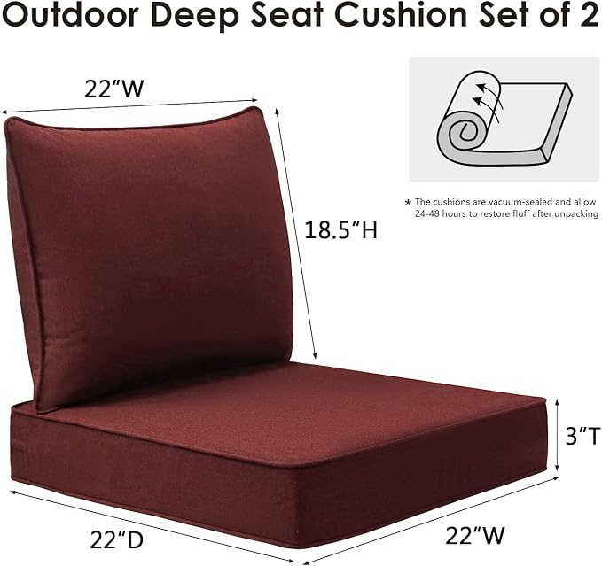 Sunbrella Outdoor Chair Cushions Set, Water-Repellent, Fade Resistant, Deep - Image 6