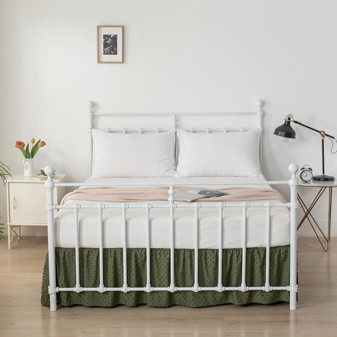 Tufted Dot Bed Skirt Full Size Ruffled Bed Skirt - Image 6