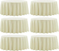 Round Tablecloth 6 Pack 108 Inch Ivory Tablecloths Washable Decorative Linen by AOCOZHomeLifeMuseum