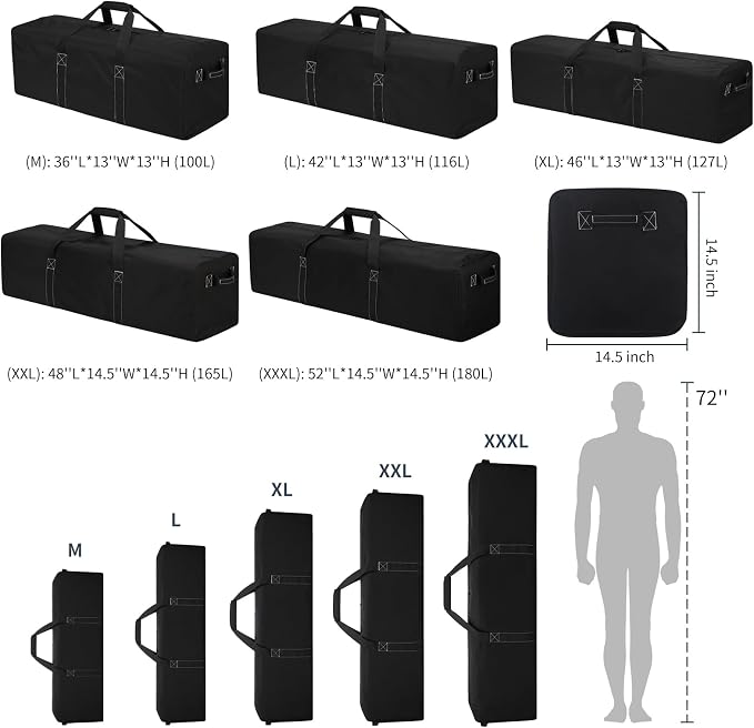 52 Inch Large Duffle Bag for Travel Camping - 180L Extra Large Heavy Duty - Image 6