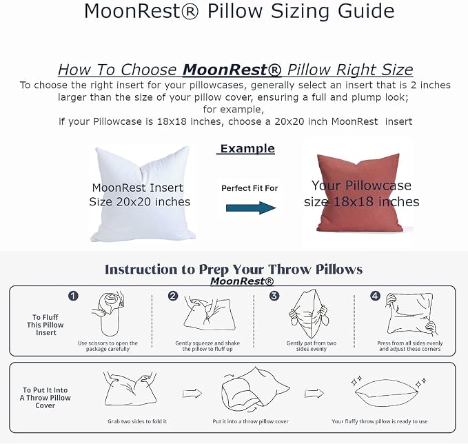 MoonRest® 20x20 Inch Synthetic Down Alternative Square Pillow Insert Form - Image 5