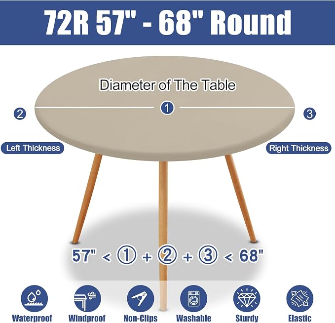 Round Spandex Tablecloth, Elastic Fitted Waterproof Tablecloths - Image 8