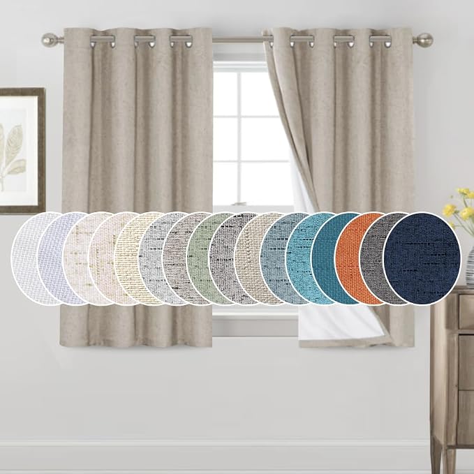 PrinceDeco Linen Blackout Curtains 100% Blackout Curtains by PrinceDeco