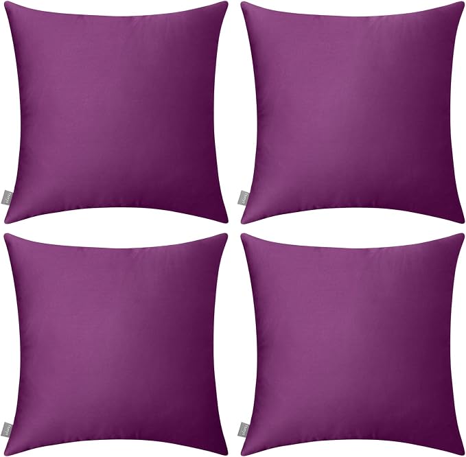 4-Pack 100% Cotton Comfortable Solid Decorative Throw Pillow Case, Thmyo Square by Thmyo