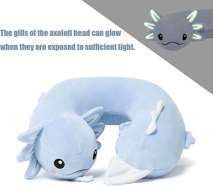 Niuniu Daddy Blue Axolotl Kids Travel Pillow Road Trip Essentials - Image 4