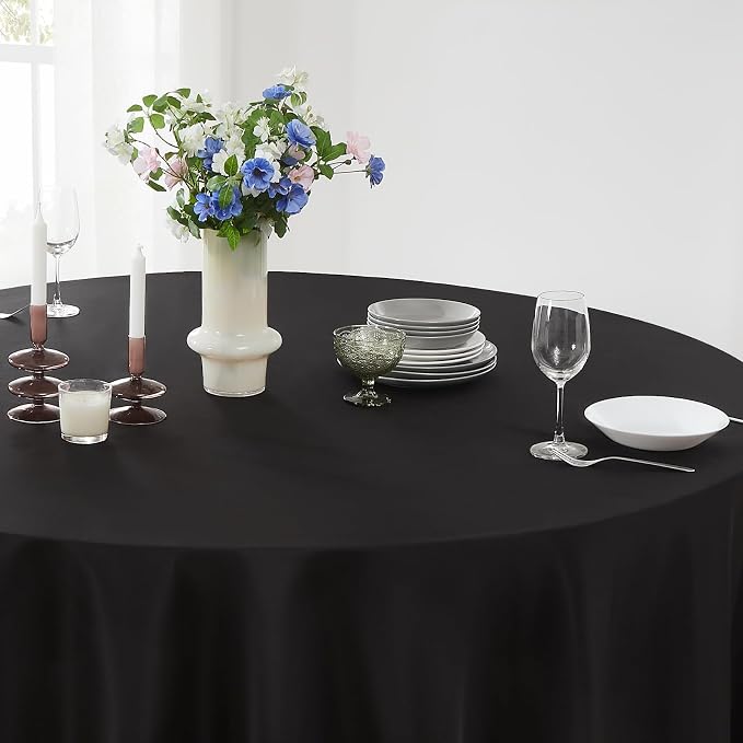 Round Tablecloth 120 Inch 10 Pack Black Tablecloths Washable Decorative Linen - Image 8