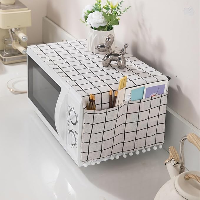 Microwave Oven Cover Dust Oil Proof Cotton Linen Waterproof Fabric Cloth - Image 6