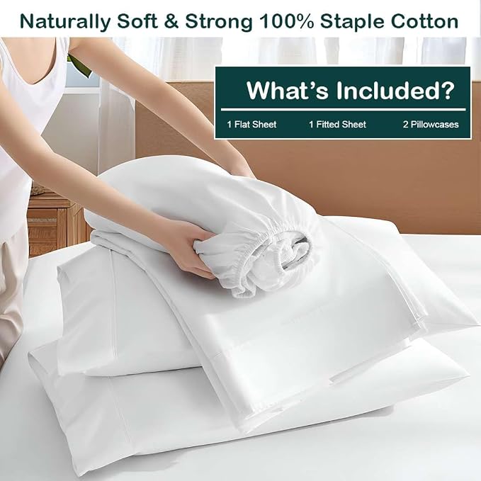 NON Sticky cotton Full Size Sleeper Sofa Sheets, 4 Piece Egyptian Cotton Bed - Image 3