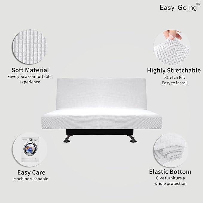 Easy-Going Stretch Futon Slipcover Armless Futon Bed Cover Furniture Protector - Image 3