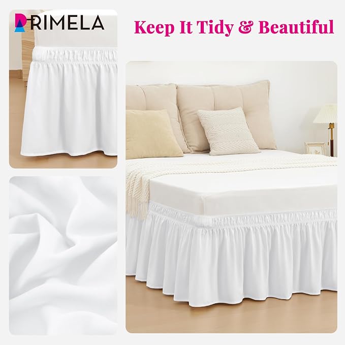 RIMELA Bed Skirt Queen Size Moon White 15 Inch Drop, Wrap Around Elastic - Image 7