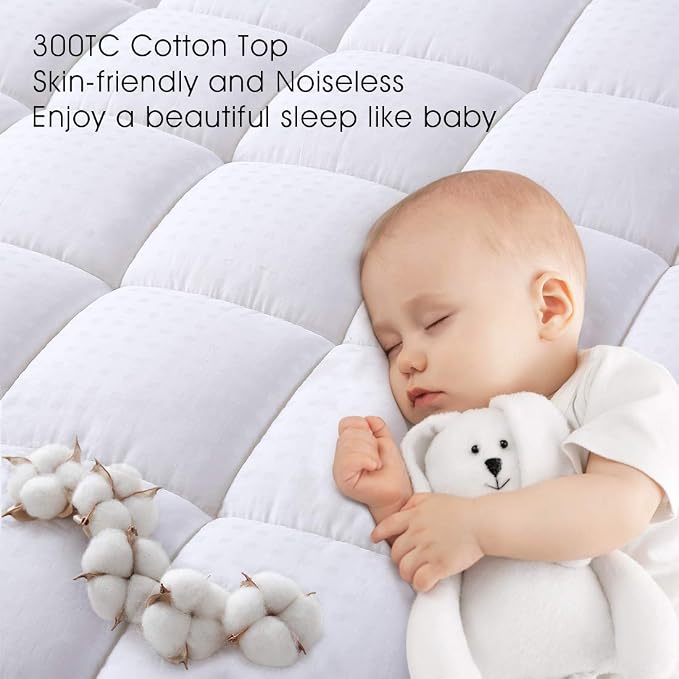 EASELAND King Size Mattress Pad Pillow Top Mattress Cover Quilted Fitted - Image 4