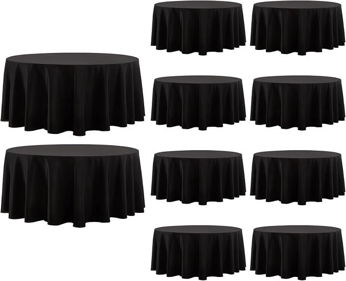 Round Tablecloth 10 Pack 108 Inch Black Tablecloths Washable Decorative Linen by AOCOZHomeLifeMuseum