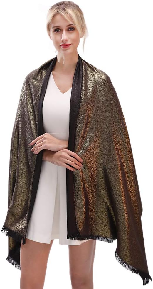LMVERNA Women's Sparkling Metallic Soft Pashmina Shawls and Wraps Scarf in - Image 6