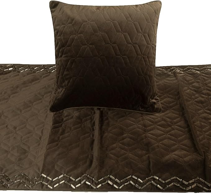 The HomeCentric King Queen Twin Brown Designer Full 68"x18" Bed Runner - Image 2