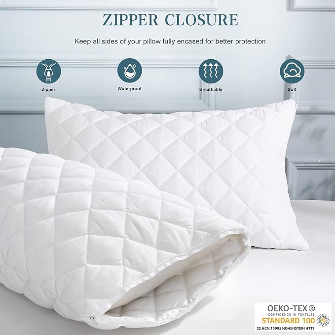 UNILIBRA Waterproof Pillow Protector Quilted Standard Size - Image 2