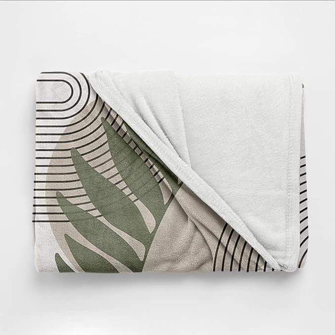 Boho Mid Century Throws Blankets Beige Yellow Modern Abstract Throw Blankets - Image 6