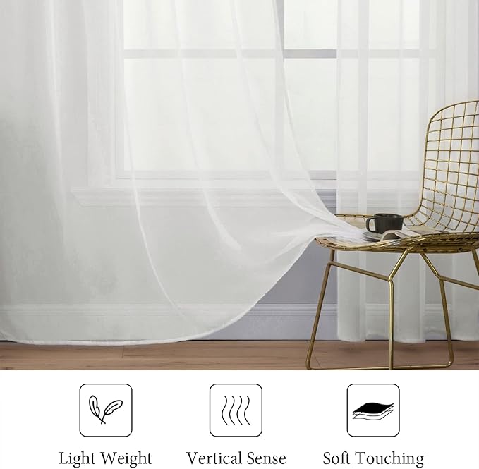 MIULEE Ivory Window Sheer Curtains - Image 4