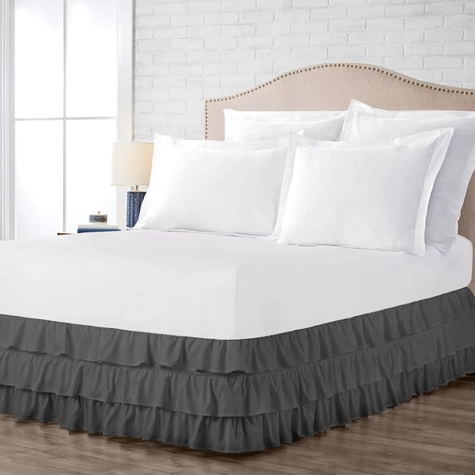 Multi-Ruffle Bed Skirt, Soft Multi Elastic Dust Ruffles - Image 5