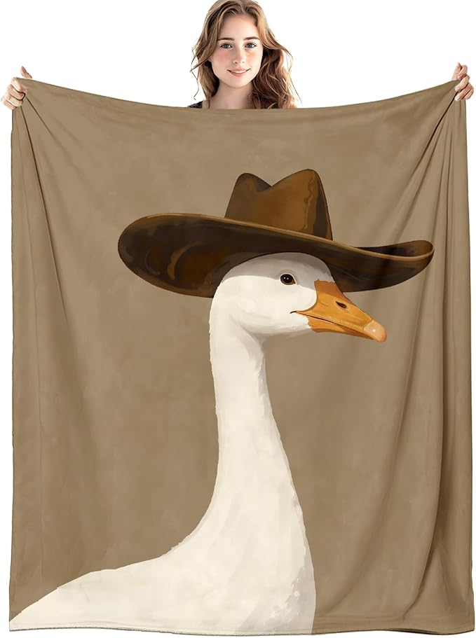 Cowboy Goose Western Blanket, Farm Animal Western Throw Blankets by Unknown