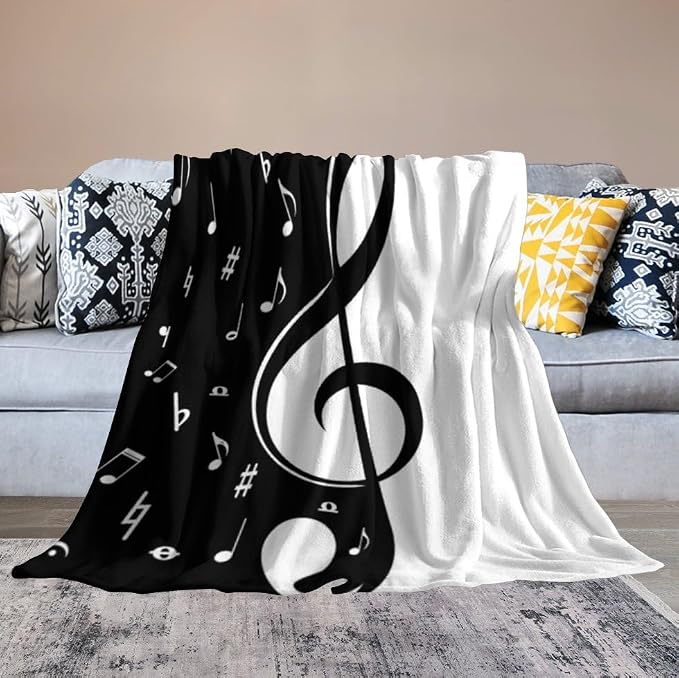 Music Blanket Abstract Funny Black White Music Note Art Printed Soft Cozy - Image 4