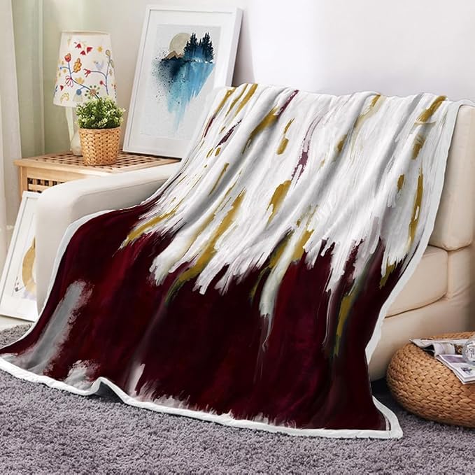 Abstract Ombre Throw Blankets, Modren Chic Art Oil Painting Cozy Warm Bed Couch by Uokiuki