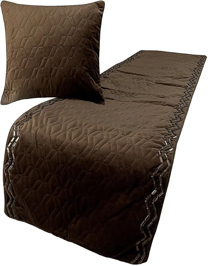 The HomeCentric King Queen Twin Brown Designer King 90"x18" Bed Runner Without by TheHomeCentric
