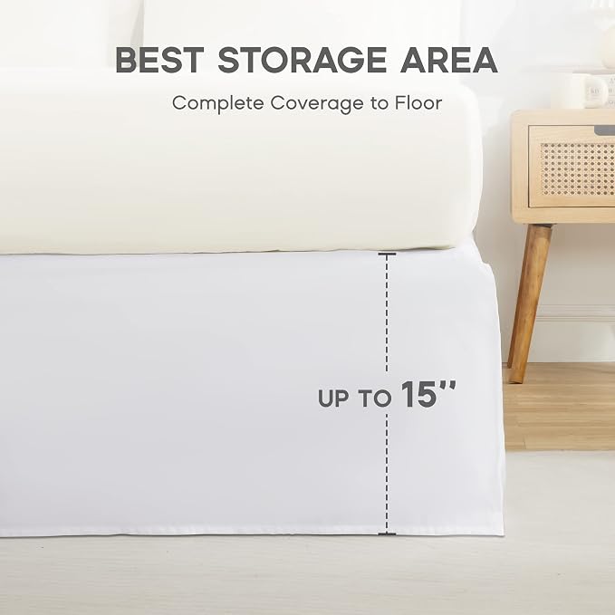 SONIVE Full Bed Skirt, Classic Tailored Easy Fit Brushed Microfiber Skirts - Image 5