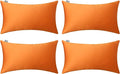 Thmyo 4-Pack 100% Cotton Lumbar Comfortable Solid Decorative Throw Pillow Case by Thmyo