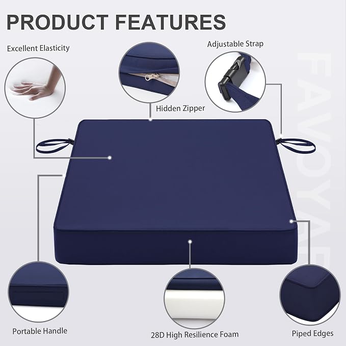 Favoyard Patio Chair Cushions 22 x 22 x 3 Inch Waterproof Outdoor Seat Cushions - Image 6