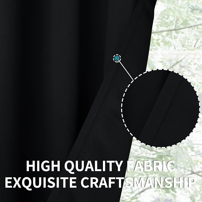 BGment Black Cafe Curtains 24 Inch Length 2 Panels - Image 6