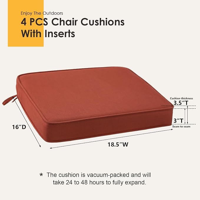 Outdoor Sunbrella Square Corner Seat Cushion, 18.5"x16"x3", Non Slip Seat - Image 6