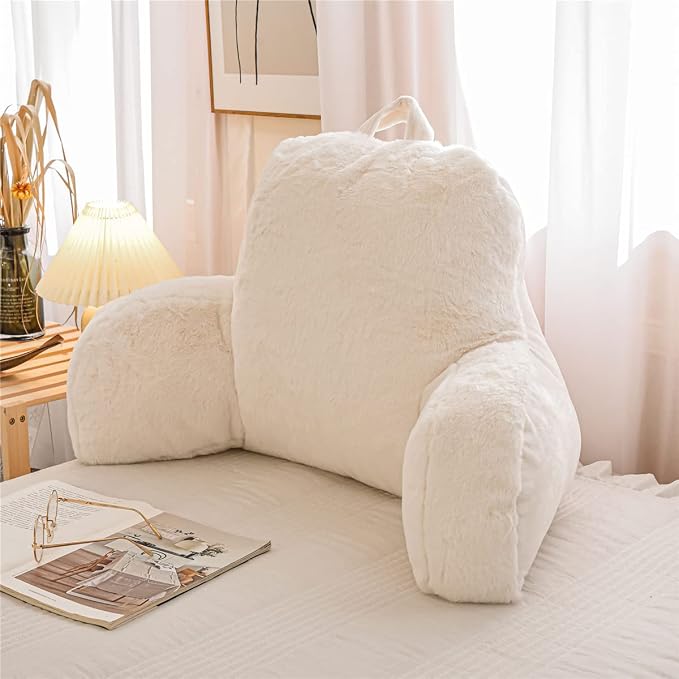 Holawakaka Large Faux Fur Bed Rest Pillow by Holawakaka