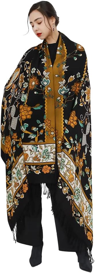 DANA XU 100% Merino Wool Extra Large Pashmina Blanket Travel Scarf Cashmere Wrap by DANAXU