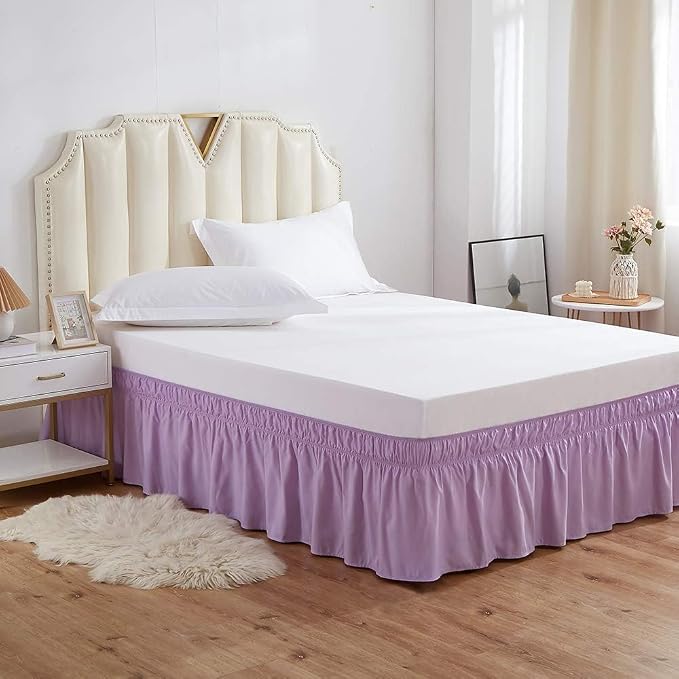 MEILA Wrap Around Bed Skirt Three Fabric Sides Elastic Dust Ruffled 18 Inch - Image 2