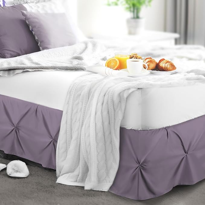 Nestl Grayish Purple Bed Skirt Cal King Size, Pinch Pleat Cal King Bed Skirt - Image 8