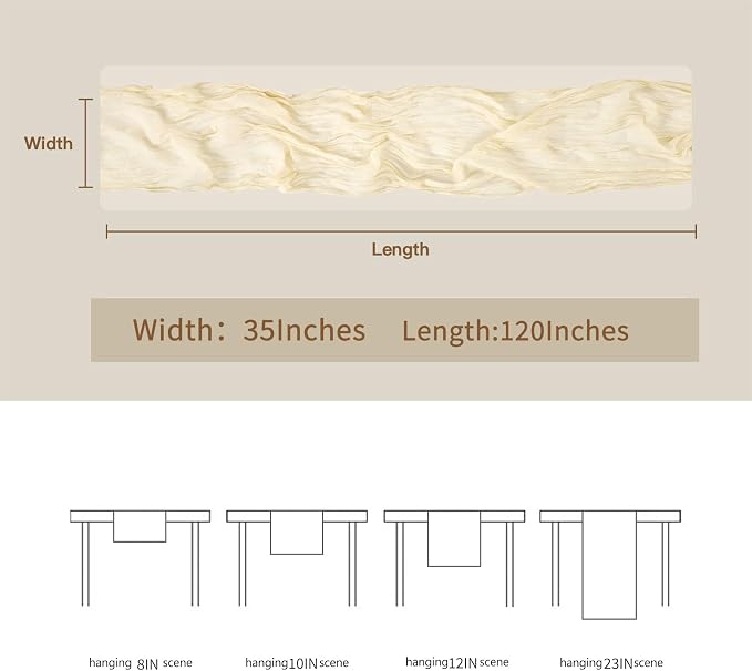 BALCONY & FALCON 2 Pack Beige Cheesecloth Table Runner 10FT 120 Inch Rustic & - Image 3