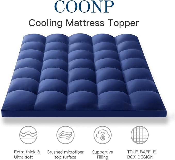 COONP Twin XL Mattress Topper, Extra Thick Pillowtop, Cooling Plush Mattress - Image 2