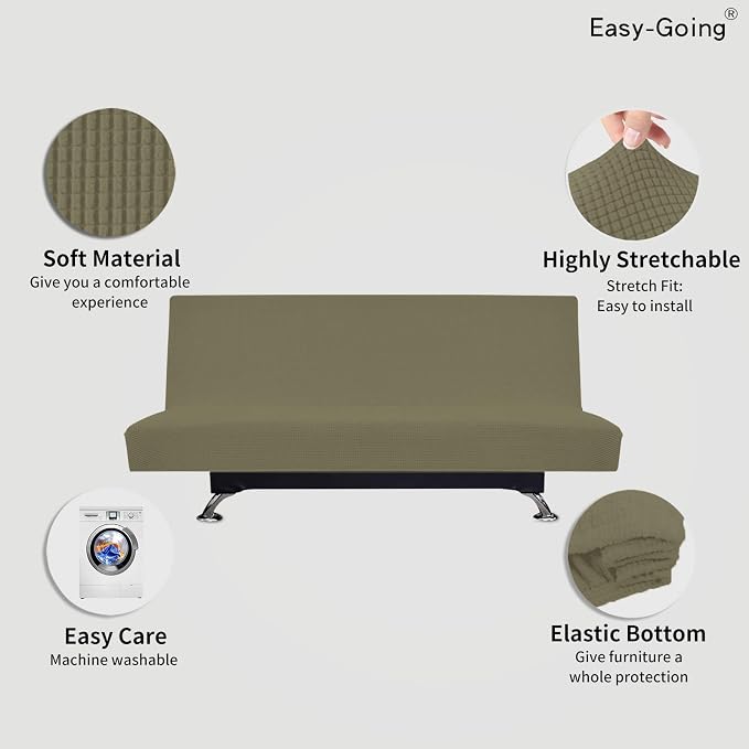 Easy-Going Stretch Futon Slipcover Armless Futon Bed Cover Furniture Protector - Image 3