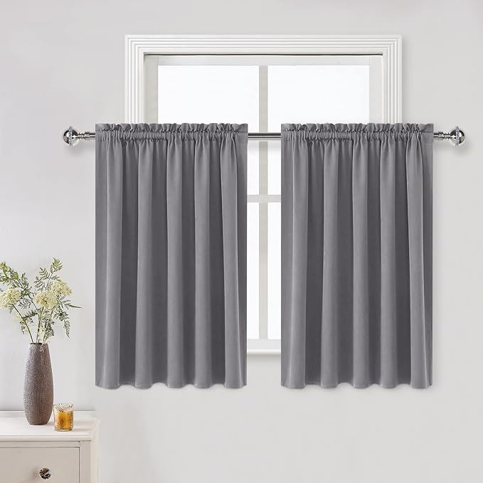 DWCN Grey Blackout Curtains for Half Window, Thermal Insulated Energy Saving by DWCN