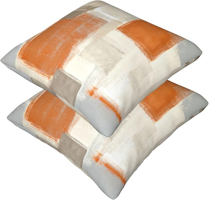 bassyil Orange Grey Abstract Art Painting Throw Pillow Covers Decorative Linen - Image 8