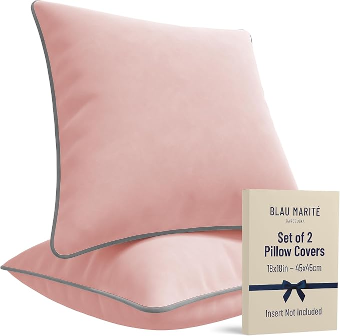 2 Pack Velvet Decorative Throw Pillow Covers, Contrast Piping, Indoor Use by BLAUMARIT%C3%89