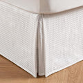 MIYE Pleated Waffle Weave Bed Skirt, Tailored Dust Ruffle 16 Inch Drop Easy Fit by MIYE