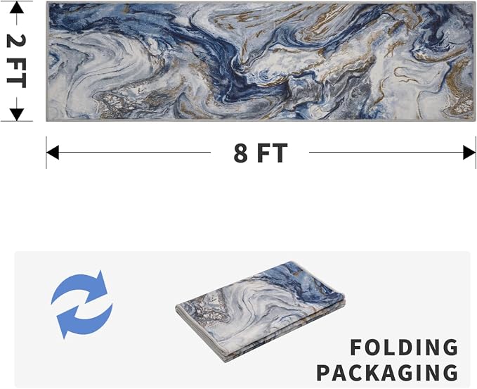 2x8 Runner Rug for Hallways Kitchen Modern Abstract Washable Runner Rug Soft - Image 2