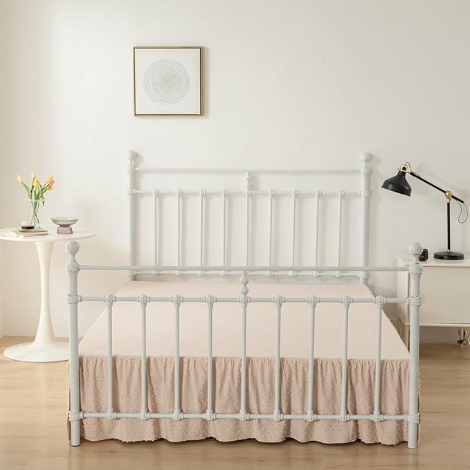 Tufted Dot Bed Skirt King Size, Ruffled Bed Skirt - Image 5