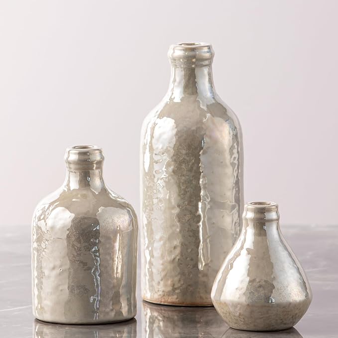 Ceramic Vase Set of 3, Decorative Vases Home Decor Modern Neutral Flower by ooit