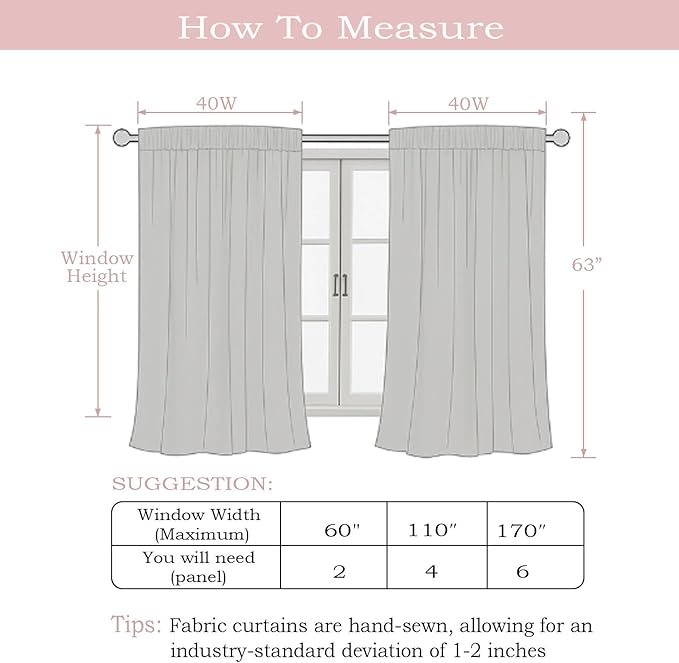 Simplebrand White Faux Linen Textured Curtains 63 Inch Length 2 Panels - Image 2
