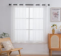 PI Beige Sheer Curtains 63 Inches Long, Grommet Top Voile Textured Window by PI