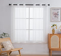 PI Sheer Curtains Panels Ring Top Airy Voile Window Draperies by PI